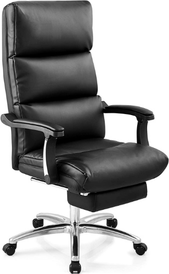 Ticova Executive Office Chair - High Back Leather Office Chair with Footrest and Thick Padding