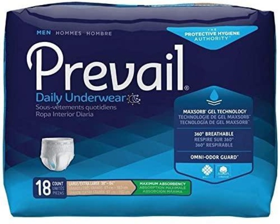 Prevail Dri-Fit Maximum Absorbency Incontinence Underwear for Men, Large/Extra Large, 18-Count