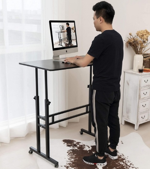 Akway Computer Desk Standing Desk with Wheels 39.4 x 23.6 inches Height Adjustable Desk Sit Stand