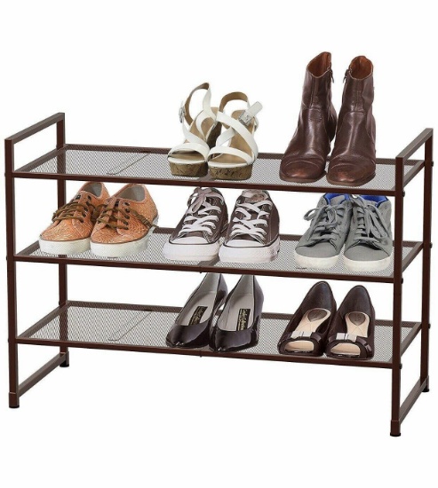 Simple Houseware 3-Tier Stackable Shoes Rack Storage Organizer Shelf