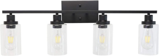 Melucee 4 Lights Sconces Wall Lighting Black with Clear Glass Shade, Industrial Bathroom $128.99MSRP