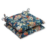 Set of 2 Blue Garden Oasis Outdoor Patio Decorative Seat Cushions