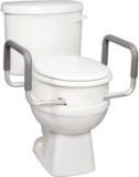 Carex 3.5 Inch Raised Toilet Seat with Arms - For Round Toilets - Elevated Toilet Riser $36.84 MSRP
