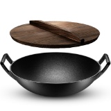 Klee Pre-Seasoned Cast Iron Wok with 2 Handles and Wooden Wok Lid, 14-inch $59.99 MSRP