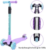 Wonder View Kick Scooter Kids Scooter 3 Wheel Scooter, 4 Height Adjustable Pu Wheels Extra Wide Deck