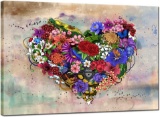 Sechars - Love Heart Wall Decor Abstract Vintage Flower Painting Art (16x24 Inch)