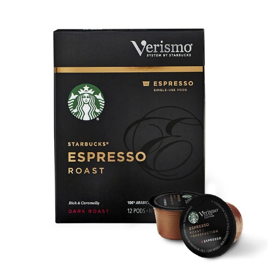 Starbucks Dark Roast Verismo Coffee Pods ? Espresso Roast for Verismo Brewers ? 6 boxes (72 pods)