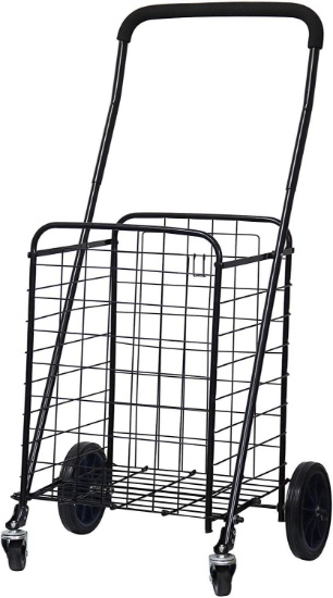 FORUP Utility Shopping Cart with Rolling Swivel Wheels (Black)