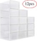 Waytrim Foldable Shoe Box, Stackable Clear Shoe Storage Box, 12 Pack White - $69.99 MSRP