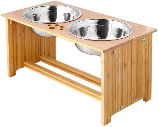 Foreyy Raised Pet Bowls for Cats and Dogs, Bamboo Elevated Dog Cat Food and Water Bowls $39.99 MSRP