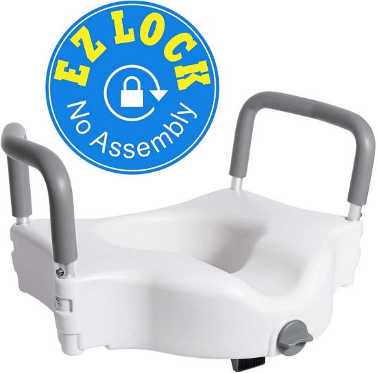Vaunn Medical Elevated Raised Toilet Seat with Removable Padded Grab Bar Handles - $45.87 MSRP