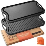 Legend Cast Iron Griddle for Gas Stovetop | 2-in-1 Reversible Cast Iron Grill Pan