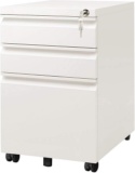 Devaise 3 Drawer Mobile File Cabinet with Lock, White - $123.49 MSRP