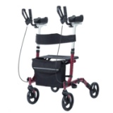 Elenker Fold Upright Rollator Walker Medical Seat Back 4 Wheel (Red)