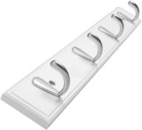 Wall-Mounted Heavy Duty Coat Hooks (White, 4 Hook)