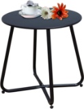 Grand Patio Steel Patio Side Table, Weather Resistant Outdoor Round End Table, Black