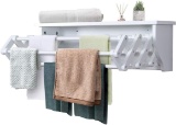 Tangkula Wall Mount Drying Rack Bathroom Home Expandable Towel Rack (Wood)