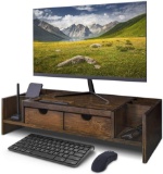 Crestlive Products Luxury Bamboo Computer Monitor Stand Riser with Adjustable Storage - $59.99 MSRP