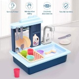 Kids Kitchen Play Sink Dishes Toys, Electric Dishwasher Playing Sink Toy