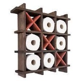 Comfify Rustic Tic-Tac-Toe Toilet Paper Holder for Bathroom