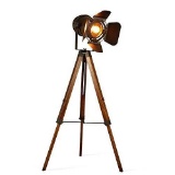 Decoluce Vintage Tripod Floor Lamp,Nautical Theatre Retro Spotlight (Without Edison Light Bulbs)