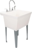 Maya Utility Sink Laundry Tub with Chrome Finish High Rise Faucet with Side Sprayer - $149.99 MSRP