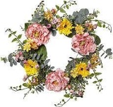 VGIA 20 Inch Artificial Peony Flower Wreath Silk Spring Wreath