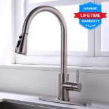 Gavaer Kitchen Faucet with 3 Functions Pull Down Sprayer, Single Handle Brushed Nickel Stainless