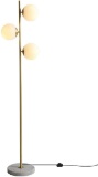 Dellemade LED Floor Lamp,3 Glass Globes Floor Light,LED Bulbs Included,Golden, TD19103