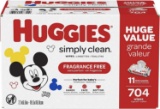 Huggies Simply Clean Baby Wipes, 11 Pack, 704 Sheets Total