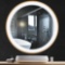 Ottaro 24 Inch Circle Wall Mirror with Light, Round Led Vanity Mirror Black Metal Frame