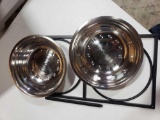 Raised Dog Bowls Elevated Cat Feeder with Two Stainless Steel Bowls-Perfect for Water Food or Treats