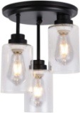 Krasty Small Ceiling Light,Electric Industrial 3-Light Back Paint Semi-Flush Mount Ceiling Light