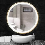 Beauty4U...LED Bathroom Mirror Wall-Mounted, Gold