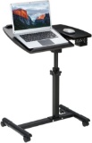 Langria Laptop Stand Rolling Cart, Foldable Portable Mobile Height Adjustable Standing Table