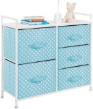 mDesign Wide Dresser 5 Drawers Storage Furniture - Wood Top, Easy Pull Fabric Bins $79.44 MSRP