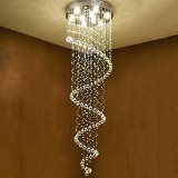 Saint Mossi Modern Contemporaray LED K9 Crystal Droplet Chandelier Flushmount Swirl Design Ceiling