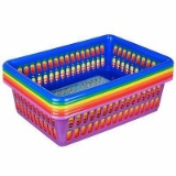 Zilpoo 6 Pack - Plastic Colorful Storage Baskets