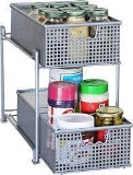 Renook Double-Strong Stainless Steel Wire, DecoBros 2 Tier Mesh Sliding Cabinet Basket