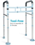 OasisSpace Stand Alone Toilet Safety Rail - Heavy Duty Medical Toilet Safety Frame for Elderly