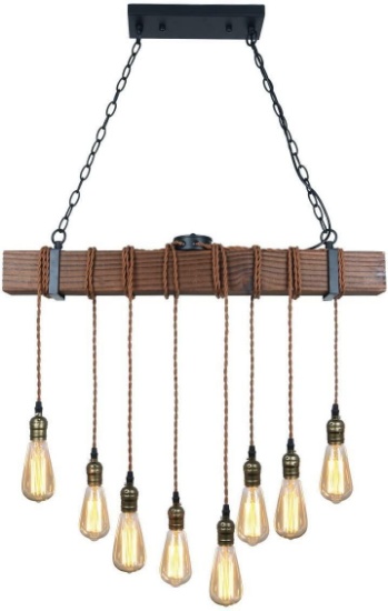 Unitary Brand Rustic Black Wood Hanging Multi Pendant Light with 8 Bulb Sockets 320W $129.99 MSRP