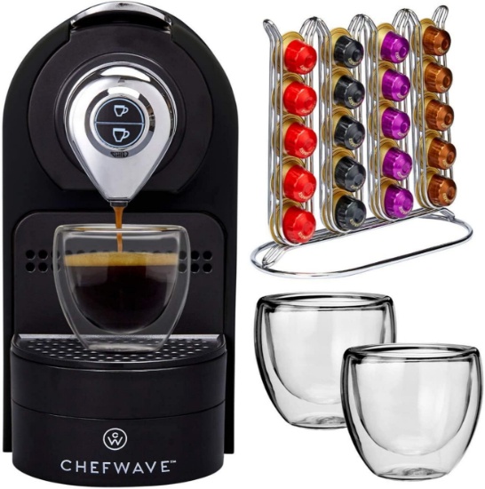 ChefWave Mini Espresso Machine - Nespresso Capsules Compatible - Programmable One-Touch -$58.65 MSRP