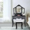 Vanity Beauty Station Makeup Table And Wooden Stool 3 Mirrors And 5 Drawers Kit