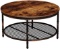 Rolanstar Rustic Round Coffee Table with Iron Mesh Storage Organizer Shelves (CF002-A)(B082SKB4BY)