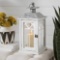 Antique White Wood Lantern with Gray Metal Top and Glass Panes and Door | Works as Rustic Home Decor