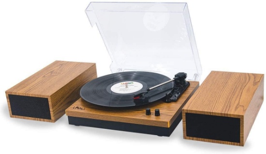 Lp and No.1 Retro Belt-Drive Bluetooth Turntable with Separable Stereo Speakers