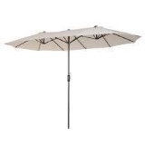 Outsunny 15' Steel Rectangular Outdoor Double Sided Market Umbrella - Cream White