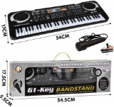 EOSAGA Keyboard Piano 61 Keys Kid Portable Piano Toys with Microphone (Black)