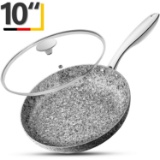 Michelangelo 10 Inch Frying Pan with Lid,Nonstick Induction Compatible - Grey - $36.99 MSRP