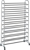 10 Tier Shoe Tower - 50 Pair - Rolling Shoe Rack with Locking Wheels